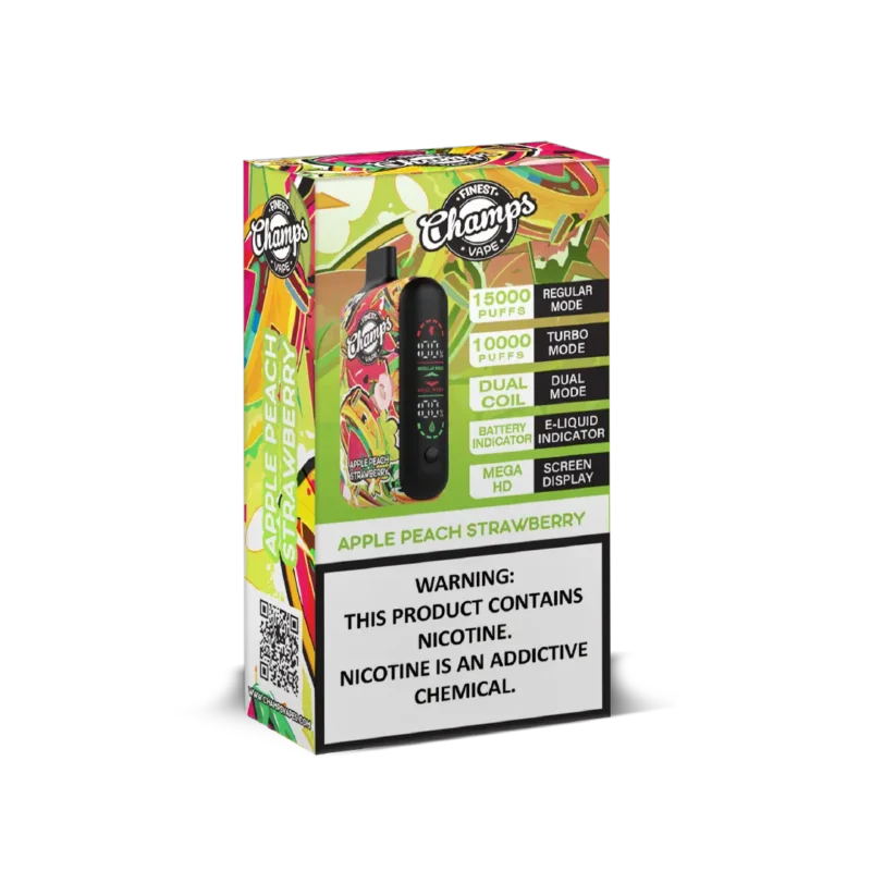 Champs Disposable Vape Apple Peach Strawberry - 10,000 to 15,000 Puffs, Dual Coil