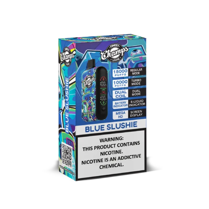 Champs Disposable Vape Blue Slushie - 10,000 to 15,000 Puffs, Dual Coil