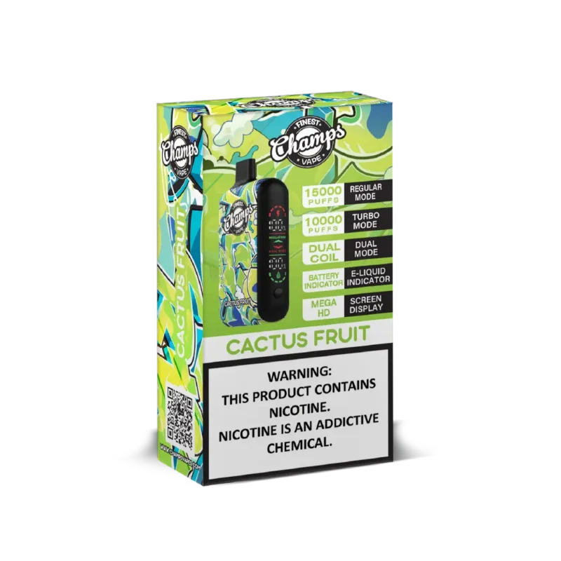 Champs Disposable Vape Cactus Fruit - 10,000 to 15,000 Puffs, Dual Coil