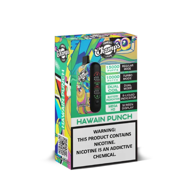 Champs Disposable Vape Hawaiian Punch - 10,000 to 15,000 Puffs, Dual Coil