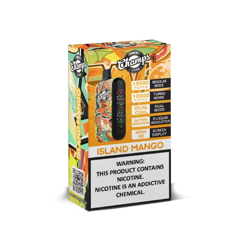 Champs Disposable Vape Iceland Mango - 10,000 to 15,000 Puffs, Dual Coil