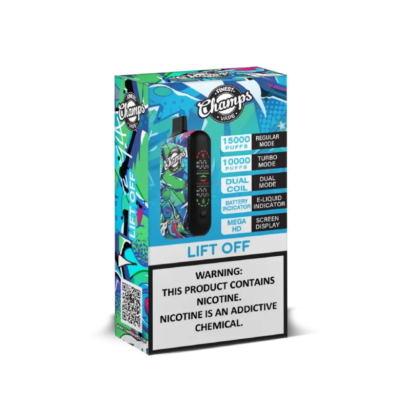 Champs Disposable Vape Lift Off - 10,000 to 15,000 Puffs, Dual Coil