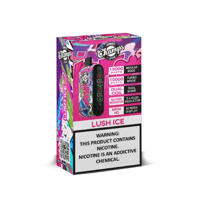 Champs Disposable Vape Mango Lush Ice - 10,000 to 15,000 Puffs, Dual Coil