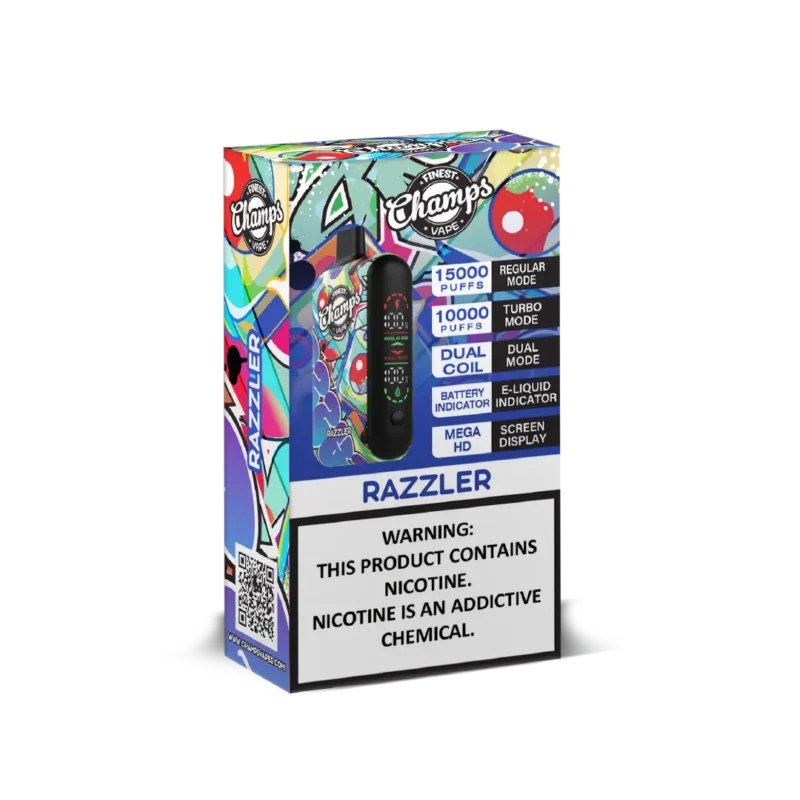Champs Vape Razzler Disposable Device - 10,000 to 15,000 Puffs, Dual Coil